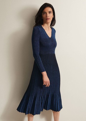 Phase Eight Jessamin Shimmerted Knitwear Blue USA | 3705164-XF